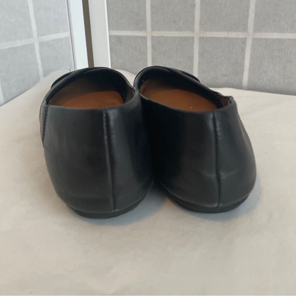 Zodiac Sadie 7.5 Black Leather Flat Shoes Slip On Woven Strap Work Casual Travel - Picture 9 of 12